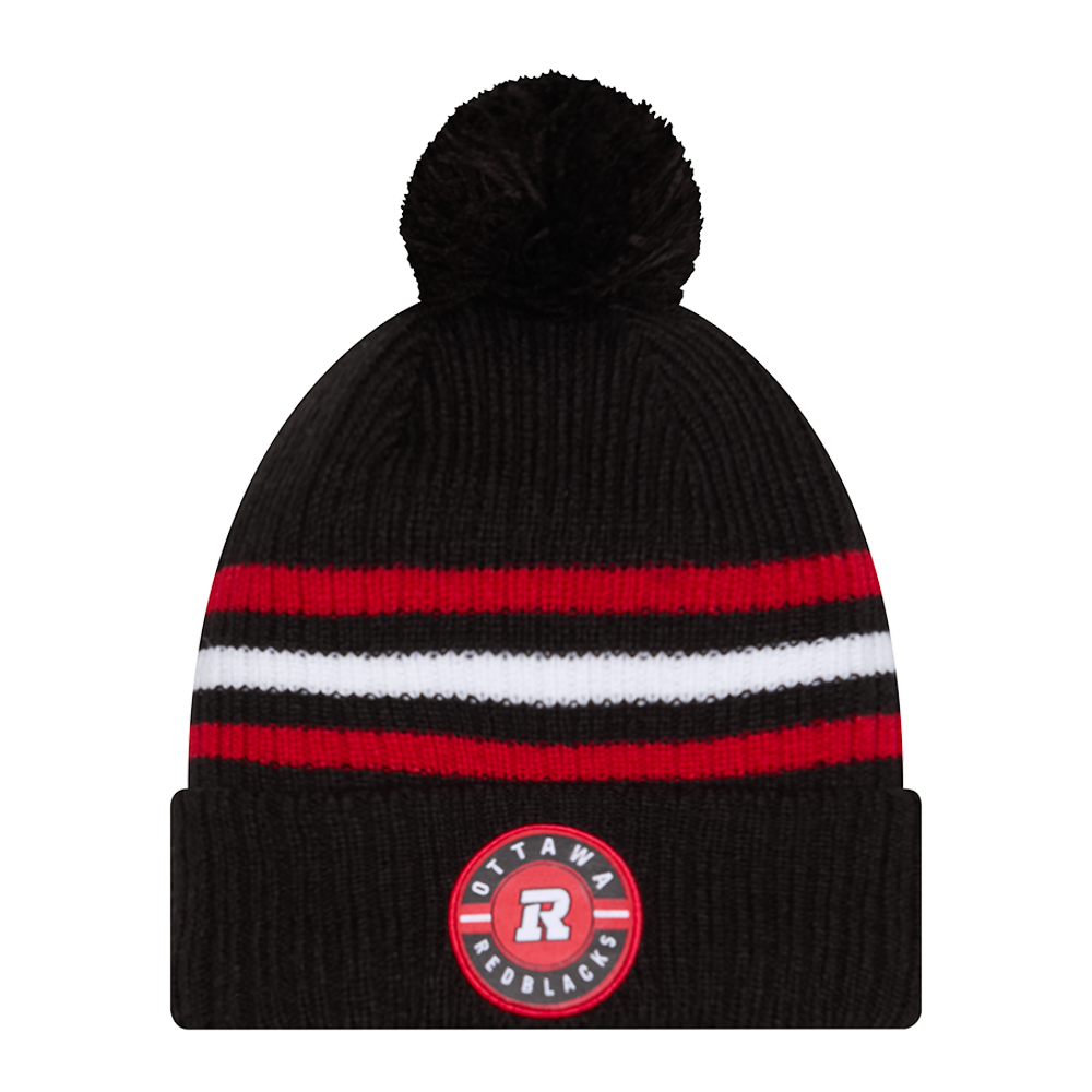 REDBLACKS KNIT POM STRIPE BEANIE