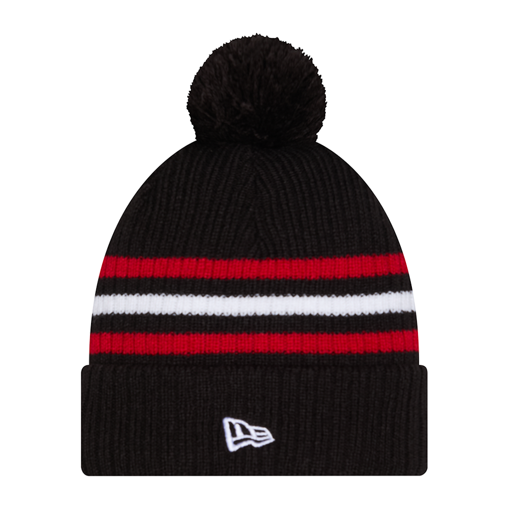 REDBLACKS KNIT POM STRIPE BEANIE