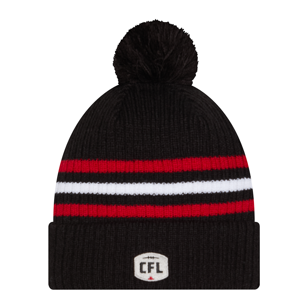 REDBLACKS KNIT POM STRIPE BEANIE