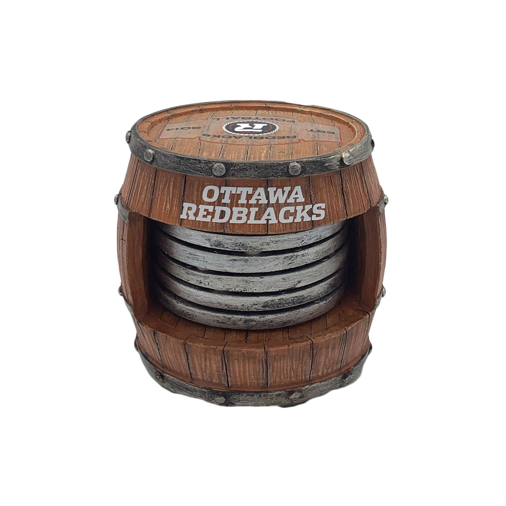 REDBLACKS 5 PACK BARREL COASTER SET