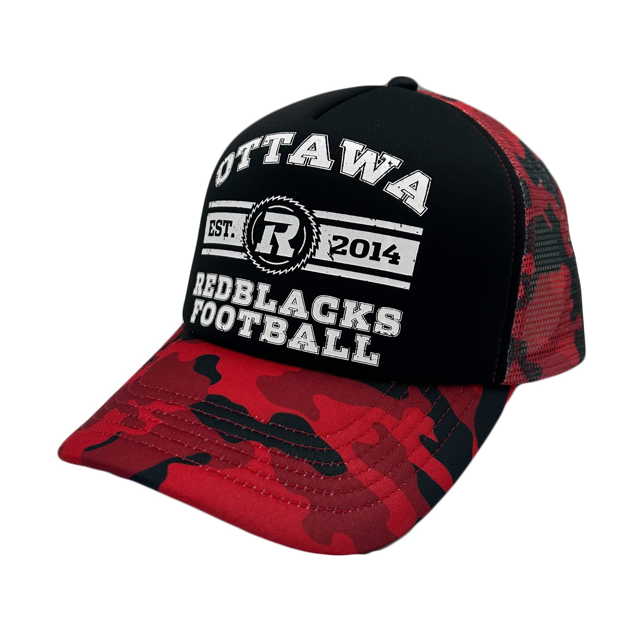 REDBLACKS NOVA BLACK ON RED CAMO TRUCKET HAT